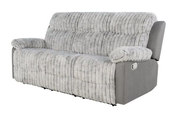 English Elm Plush Cinema Style 3 Seat Reclining Sofa with Led Underglow and Console Gray B078P537199