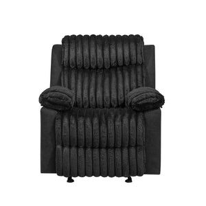 English Elm Plush Glider Recliner Chair with Led Accent Belt Teddy Fabric Contemporary Lounge Black B078P537259