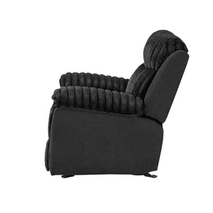 English Elm Plush Glider Recliner Chair with Led Accent Belt Teddy Fabric Contemporary Lounge Black B078P537259