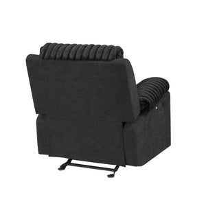 English Elm Plush Glider Recliner Chair with Led Accent Belt Teddy Fabric Contemporary Lounge Black B078P537259