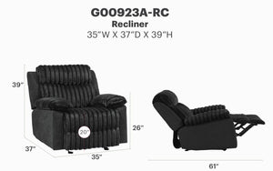 English Elm Plush Glider Recliner Chair with Led Accent Belt Teddy Fabric Contemporary Lounge Black B078P537259