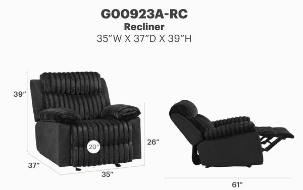 English Elm Plush Glider Recliner Chair with Led Accent Belt Teddy Fabric Contemporary Lounge Black B078P537259