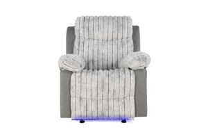 English Elm Plush Glider Recliner Chair with Led Accent Belt Teddy Fabric Contemporary Lounge Gray B078P537260