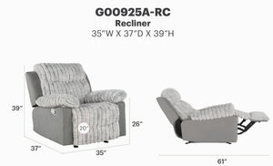 English Elm Plush Glider Recliner Chair with Led Accent Belt Teddy Fabric Contemporary Lounge Gray B078P537260