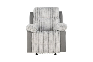 English Elm Plush Glider Recliner Chair with Led Accent Belt Teddy Fabric Contemporary Lounge Gray B078P537260