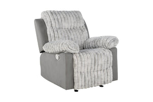 English Elm Plush Glider Recliner Chair with Led Accent Belt Teddy Fabric Contemporary Lounge Gray B078P537260