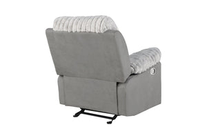 English Elm Plush Glider Recliner Chair with Led Accent Belt Teddy Fabric Contemporary Lounge Gray B078P537260