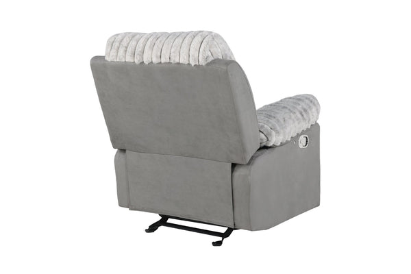 English Elm Plush Glider Recliner Chair with Led Accent Belt Teddy Fabric Contemporary Lounge Gray B078P537260