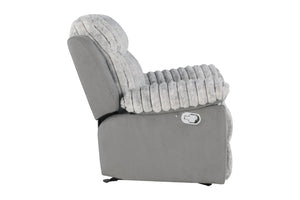 English Elm Plush Glider Recliner Chair with Led Accent Belt Teddy Fabric Contemporary Lounge Gray B078P537260