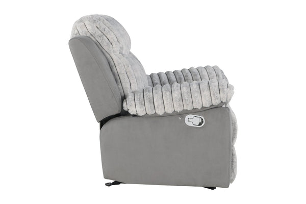 English Elm Plush Glider Recliner Chair with Led Accent Belt Teddy Fabric Contemporary Lounge Gray B078P537260