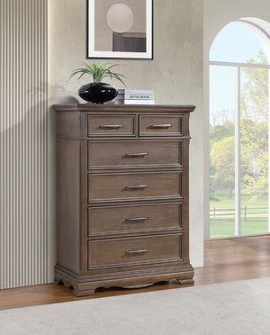English Elm Stirling Gray Wood Veneer Traditional Dresser with Dovetail Drawers and Felt Lined Storage B078P549877