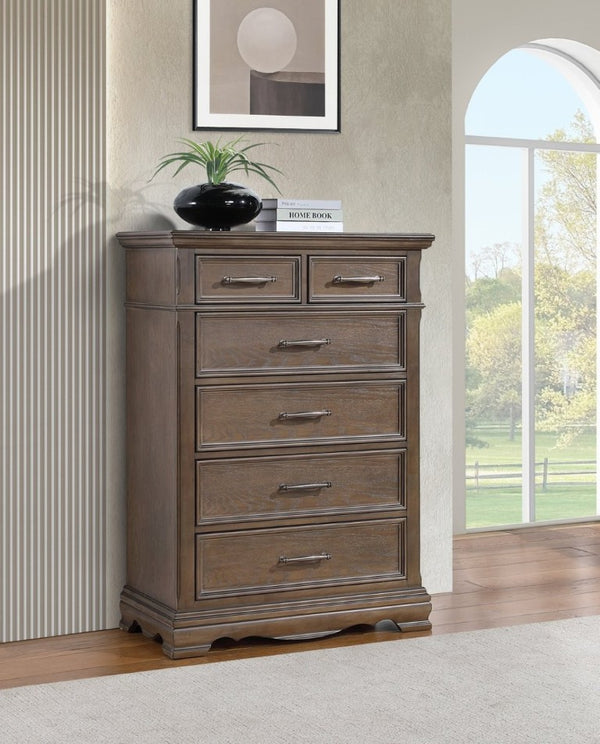 English Elm Stirling Gray Wood Veneer Traditional Dresser with Dovetail Drawers and Felt Lined Storage B078P549877