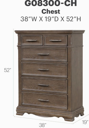 English Elm Stirling Gray Wood Veneer Traditional Dresser with Dovetail Drawers and Felt Lined Storage B078P549877
