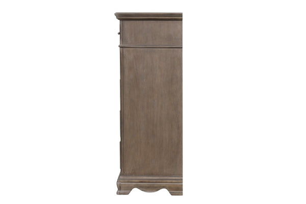 English Elm Stirling Gray Wood Veneer Traditional Dresser with Dovetail Drawers and Felt Lined Storage B078P549877