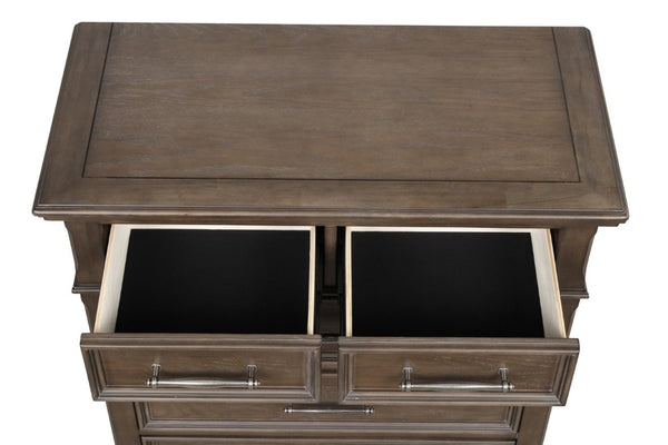 English Elm Stirling Gray Wood Veneer Traditional Dresser with Dovetail Drawers and Felt Lined Storage B078P549877