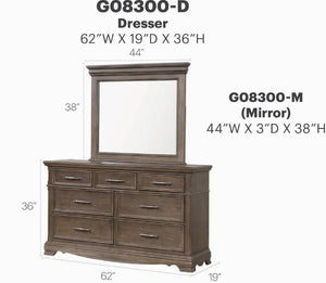 English Elm Stirling Wide Wood Dresser with Felt Lined Drawers and Dovetail Construction for Bedroom B078P549878