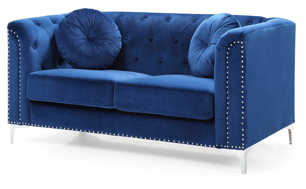 English Elm Stylish Contemporary Loveseat with Sloped Arms Compact Navy Fabric Seating for Two B078S00066