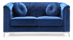English Elm Stylish Contemporary Loveseat with Sloped Arms Compact Navy Fabric Seating for Two B078S00066