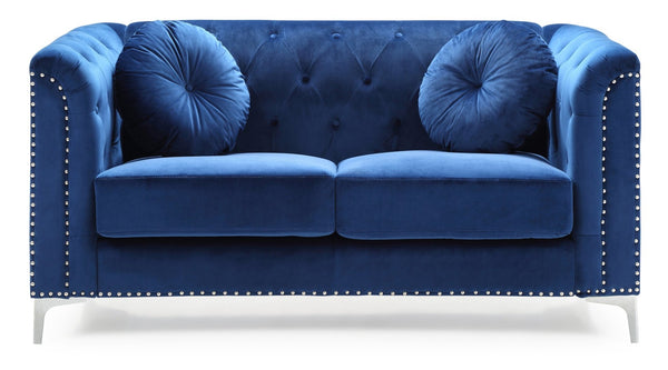 English Elm Stylish Contemporary Loveseat with Sloped Arms Compact Navy Fabric Seating for Two B078S00066