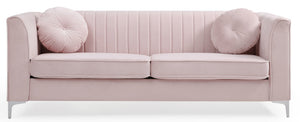 English Elm Delray Channel Quilted Velvet Sofa with Chrome Legs Glam Living Room Seating B078S00082