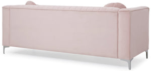 English Elm Delray Channel Quilted Velvet Sofa with Chrome Legs Glam Living Room Seating B078S00082