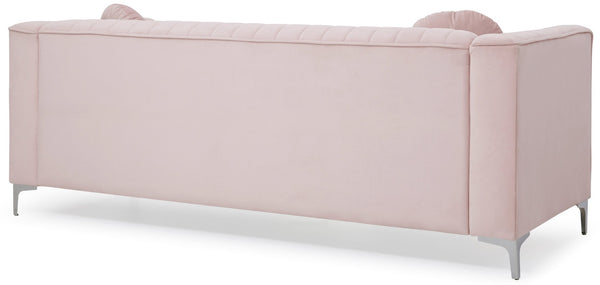 English Elm Delray Channel Quilted Velvet Sofa with Chrome Legs Glam Living Room Seating B078S00082