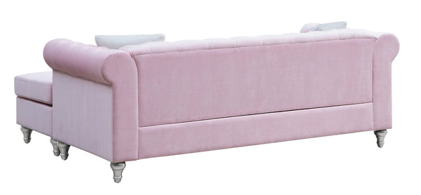 English Elm Raisa Velvet Chaise Sofa with Tufted Nailhead Trim for Glam Living Rooms B078S00106