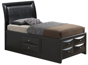English Elm Sleek Twin Storage Bed Matte Black Architectural Frame for Minimalist Bedrooms B078S00171