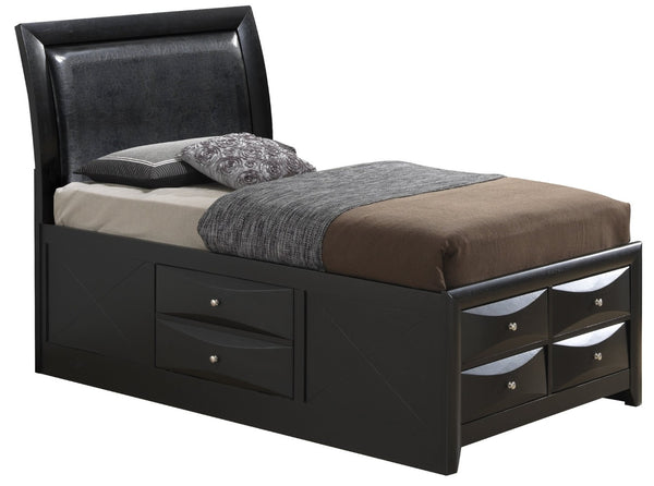 English Elm Sleek Twin Storage Bed Matte Black Architectural Frame for Minimalist Bedrooms B078S00171