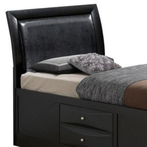 English Elm Sleek Twin Storage Bed Matte Black Architectural Frame for Minimalist Bedrooms B078S00171