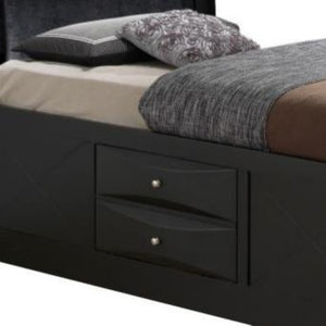 English Elm Sleek Twin Storage Bed Matte Black Architectural Frame for Minimalist Bedrooms B078S00171