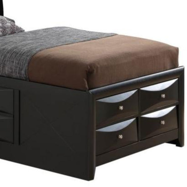 English Elm Sleek Twin Storage Bed Matte Black Architectural Frame for Minimalist Bedrooms B078S00171