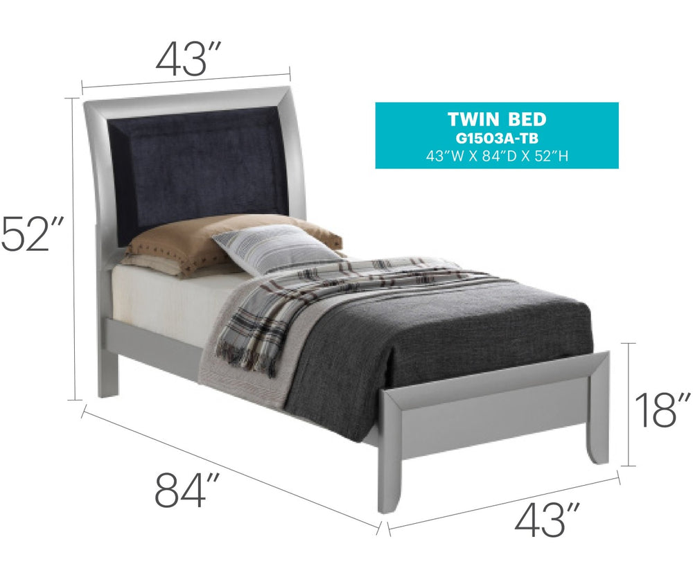 English Elm Contemporary Metallic Twin Bed Frame with Champagne Finish for Guest or Teen Rooms B078S00176