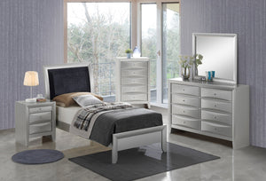English Elm Contemporary Metallic Twin Bed Frame with Champagne Finish for Guest or Teen Rooms B078S00176