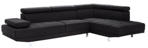 English Elm Riveredge Modern Matte Black Sectional with Chrome Legs and Right Chaise Seating B078S00397