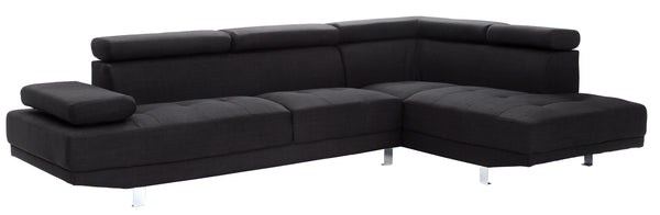 English Elm Riveredge Modern Matte Black Sectional with Chrome Legs and Right Chaise Seating B078S00397