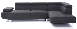 English Elm Riveredge Modern Matte Black Sectional with Chrome Legs and Right Chaise Seating B078S00397