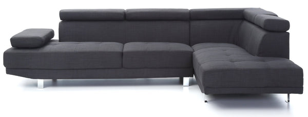 English Elm Riveredge Modern Matte Black Sectional with Chrome Legs and Right Chaise Seating B078S00397