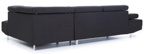 English Elm Riveredge Modern Matte Black Sectional with Chrome Legs and Right Chaise Seating B078S00397