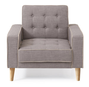 English Elm Comfort-driven Track Arm Accent Chair Neutral Upholstery Clean Lines Small Space Ready B078S00479