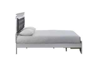 English Elm Lorana King Bed Jeweled Tufted Faux Leather Headboard LED Glow Storage Drawers Champagne B078S00718