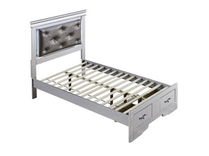 English Elm Lorana Twin Storage Bed Jeweled Tufted Headboard with Led Trim Glam Bedroom Champagne B078S00720