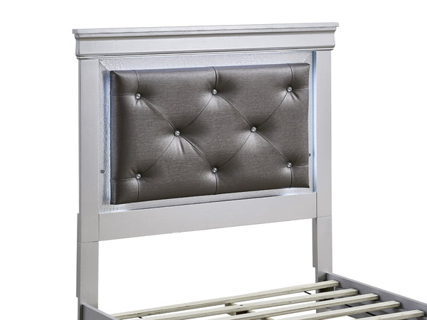 English Elm Lorana Twin Storage Bed Jeweled Tufted Headboard with Led Trim Glam Bedroom Champagne B078S00720
