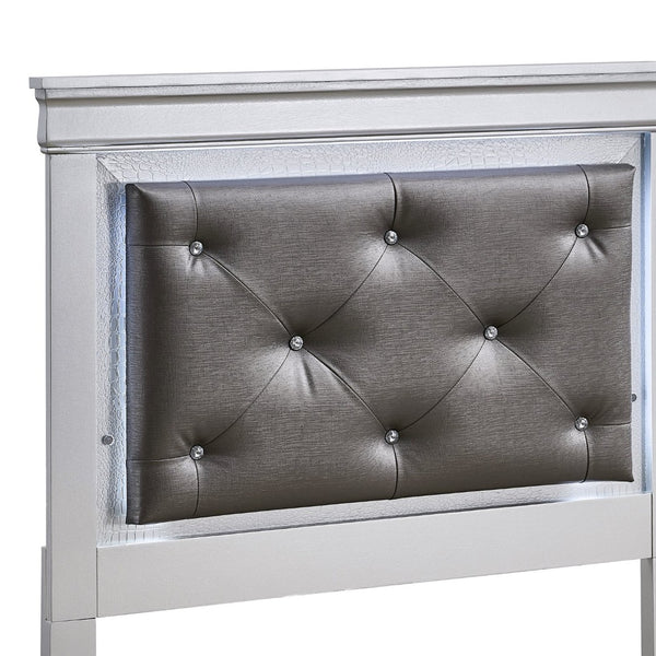 English Elm Lorana Twin Storage Bed Jeweled Tufted Headboard with Led Trim Glam Bedroom Champagne B078S00720