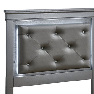 English Elm Lorana Twin Storage Bed Jeweled Tufted Headboard with Led Trim Glam Bedroom Gray B078S00724