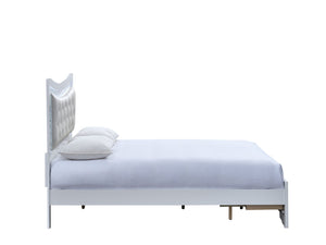 English Elm Lorana Full Storage Bed Jeweled Faux Leather Headboard with Led Lighting Glam Style B078S00725