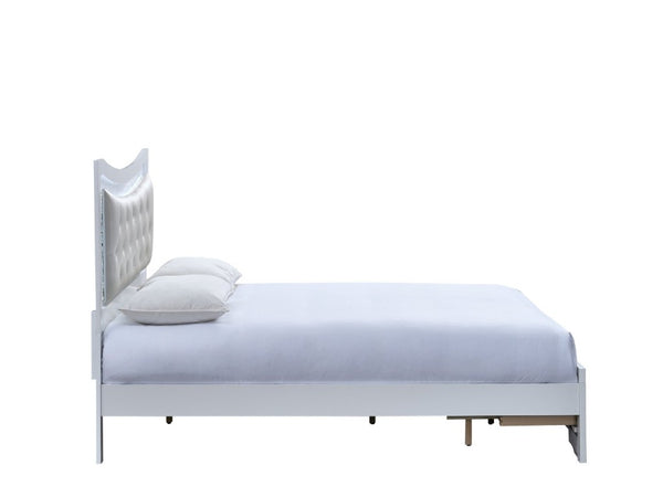 English Elm Lorana Glam King Bed Jeweled Tufted Headboard with LED Lighting and Storage Drawers B078S00726