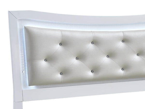 English Elm Lorana Glam King Bed Jeweled Tufted Headboard with LED Lighting and Storage Drawers B078S00726