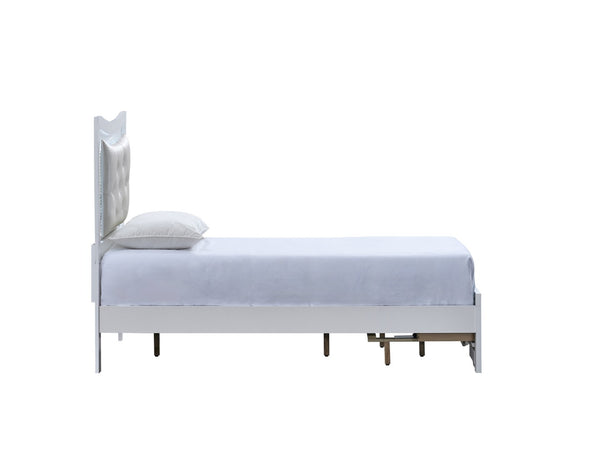 English Elm Lorana Glam Twin Storage Bed with Led Trim and Jeweled Faux Leather Headboard B078S00728