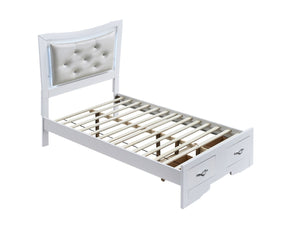 English Elm Lorana Glam Twin Storage Bed with Led Trim and Jeweled Faux Leather Headboard B078S00728